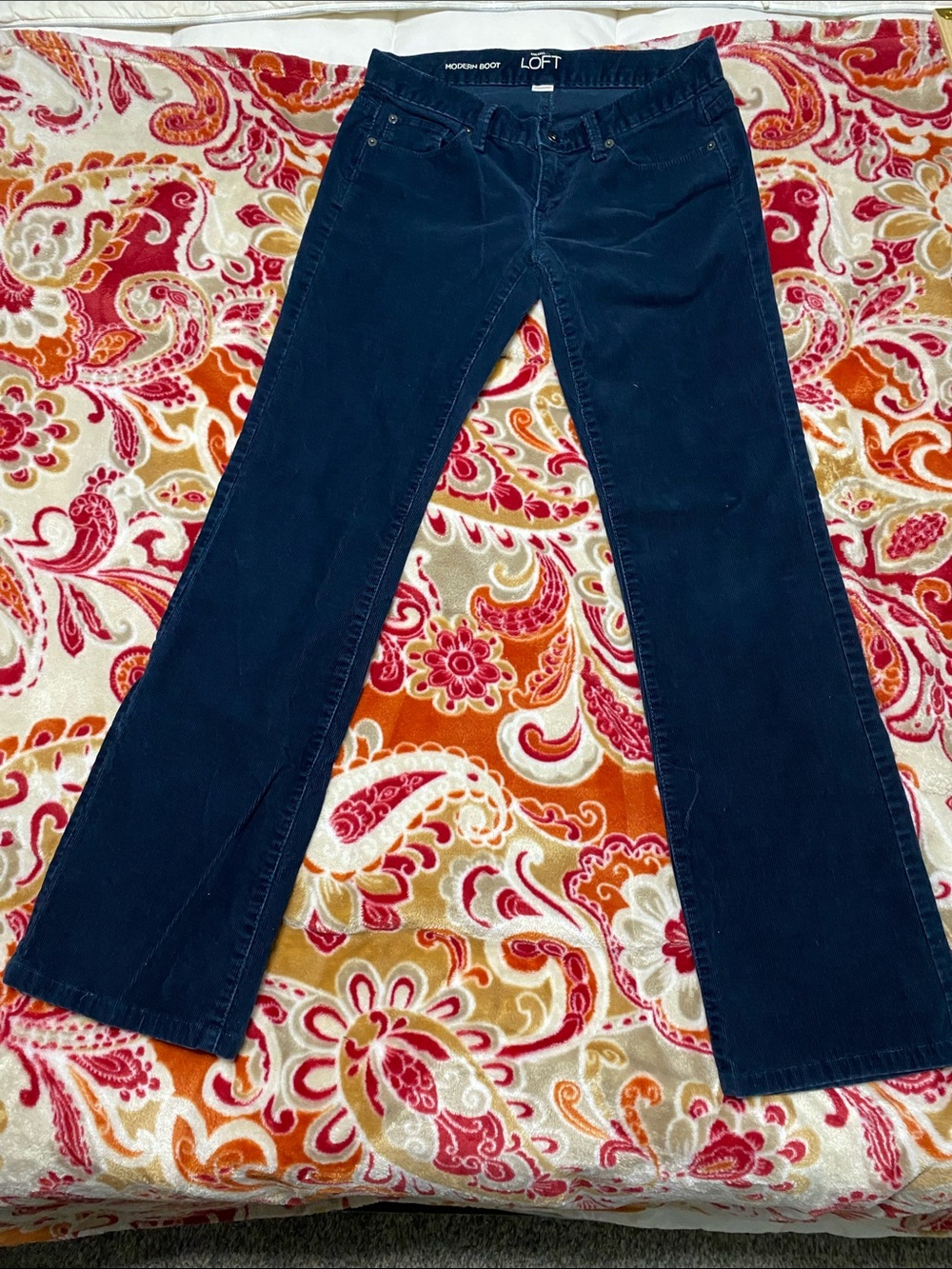 LOFT Navy Bootcut Corduroy Pants